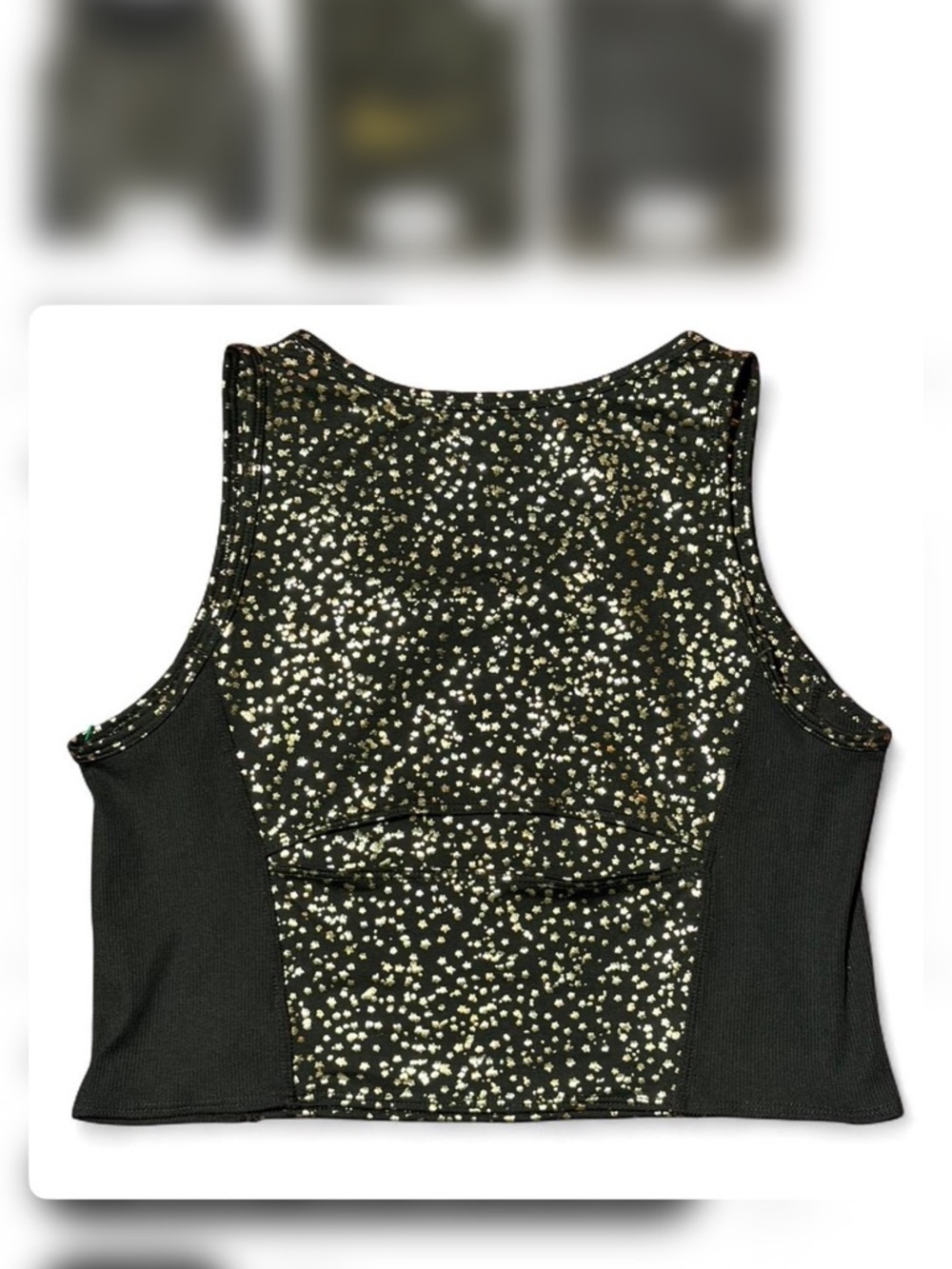 Nike DriFit Cropped Tank Black GoldStar Print Swoosh XL Athletic Top fits like M - Picture 4 of 4